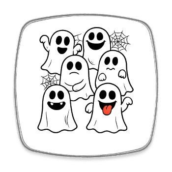 Cute Halloween Ghosts - Funny Haunted Outfit - Square fridge magnet - white - Front