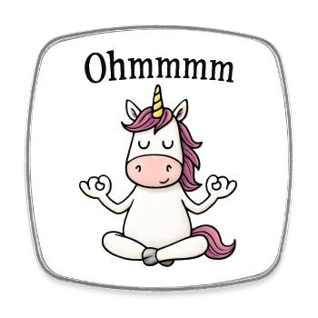 Ohmmmm Yoga Licorne Détendu Méditation Design - Magnet carré - blanc - Devant