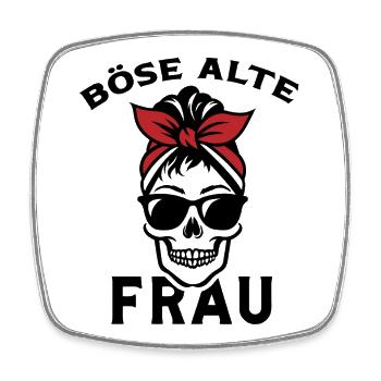 Böse Alte Frau mit Sonnenbrille Skull mit Kopftuch - Viereckiger Kühlschrankmagnet - Weiß - Vorne