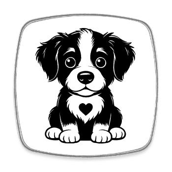 Cuddly puppy with a tender heart - Square fridge magnet - white - Front