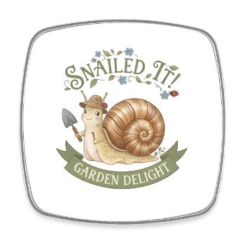 Snailed It! – Süße Schnecke im Garten-Design - Viereckiger Kühlschrankmagnet - Weiß - Vorne