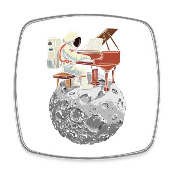 Astronaut Piano on the Moon - Square fridge magnet - white - Front