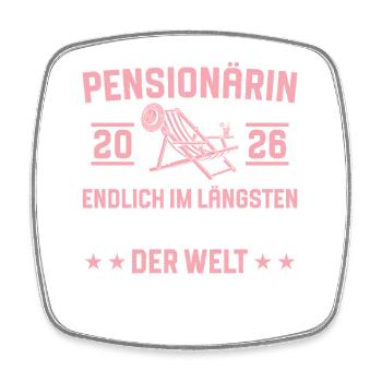 Pensionärin 2026 Längstes Wochenende Rente - Viereckiger Kühlschrankmagnet - Weiß - Vorne