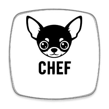 Chihuahua Silhouette CHEF - Viereckiger Kühlschrankmagnet - Weiß - Vorne
