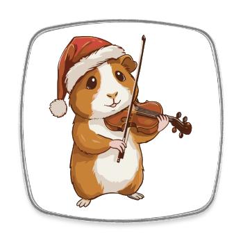 Cobaye de Noël Animal jouant du violon - Magnet carré - blanc - Devant