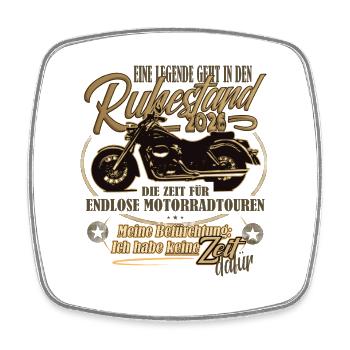 Legend, Retirement, Retirement, Motorcycle, 2026 - Square fridge magnet - white - Front