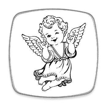 Angel Makes Skirt Sign - Vintage Illustration - Square fridge magnet - white - Front