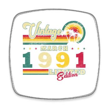 Cadeau pour le 35e anniversaire Mars 1991 Vintage Rétro - Magnet carré - blanc - Devant