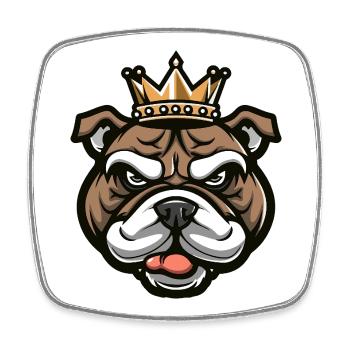 Couronne de chien bouledogue - Magnet carré - blanc - Devant