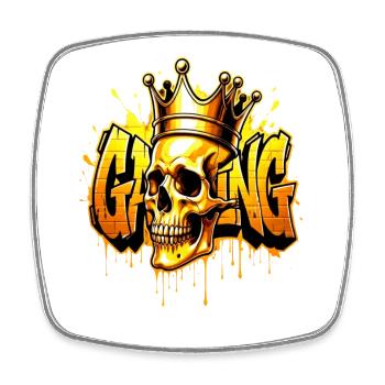 Or de Crâne de Graffiti Gaming - Magnet carré - blanc - Devant