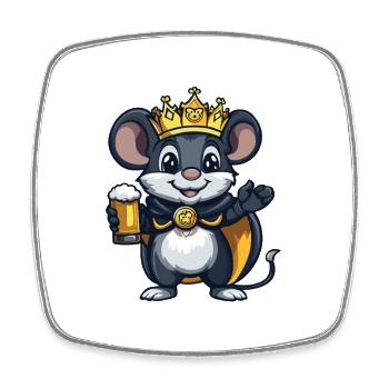 Mouse Beer King - Square fridge magnet - white - Front