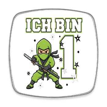I'm 1 Ninja 1st Birthday Green Karate - Square fridge magnet - white - Front