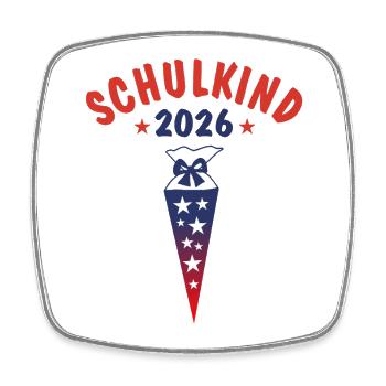 Schulkind 2026 - Schultüte - rot blau Farbverlauf - Viereckiger Kühlschrankmagnet - Weiß - Vorne