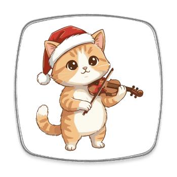 Weihnachtskatzen-Kätzchen spielt Geigenkunst - Viereckiger Kühlschrankmagnet - Weiß - Vorne