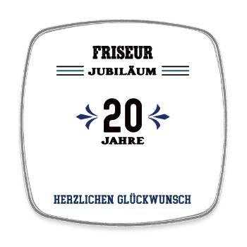 Friseur 20 Jahre Jubiläum zwanzig jähriges Jubi - Viereckiger Kühlschrankmagnet - Weiß - Vorne