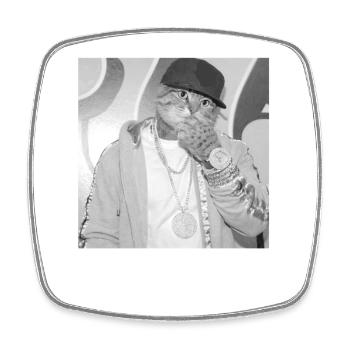 Style de rue rappeur chat - Magnet carré - blanc - Devant