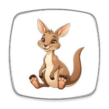 Cuddly Kangaroo Cartoon - Square fridge magnet - white - Front