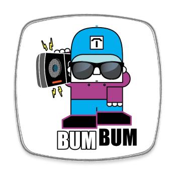 BoomBox Buddy Retro Tee - Square fridge magnet - white - Front