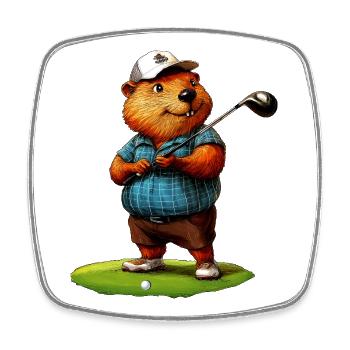 Beaver Golf - Magnet carré - blanc - Devant