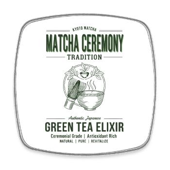 Matcha Ceremony Tradition Green Tea Elixir Kyoto - Viereckiger Kühlschrankmagnet - Weiß - Vorne