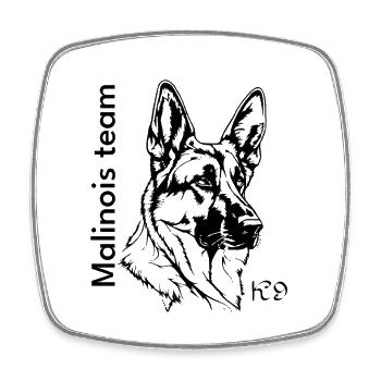Malinois Team - Magnet carré - blanc - Devant