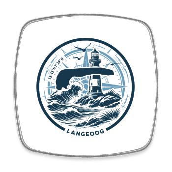 Langeoog | When the Island Calls - Waves North Sea - Square fridge magnet - white - Front