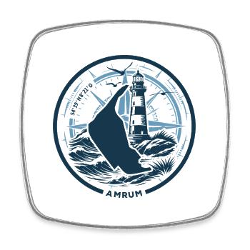 Amrum | Quand l’île appelle - Vagues de la mer du Nord - Magnet carré - blanc - Devant