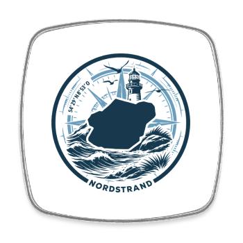 Nordstrand | Wenn die Insel ruft - Wellen Nordsee - Viereckiger Kühlschrankmagnet - Weiß - Vorne