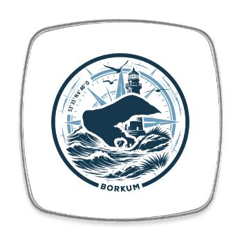 Borkum | Wenn die Insel ruft - Wellen Nordsee - Viereckiger Kühlschrankmagnet - Weiß - Vorne