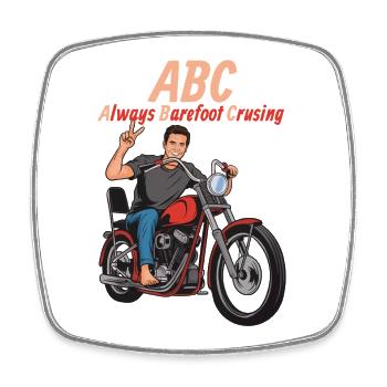 ABC Always Barefoot Cruising Motorcycle - Square fridge magnet - white - Front