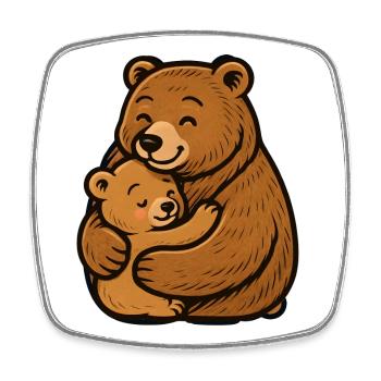 Maman et les jeunes ours s’embrassent - Magnet carré - blanc - Devant