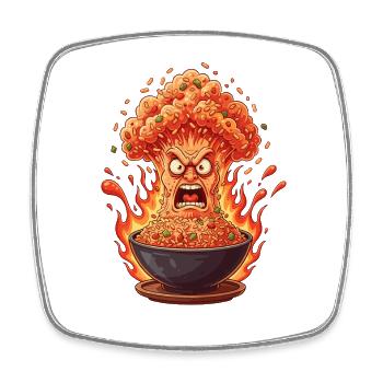 Wutbowl Burning Rice Dish - Square fridge magnet - white - Front
