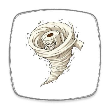 Tornade faite de papier toilette avec une grimace - Magnet carré - blanc - Devant