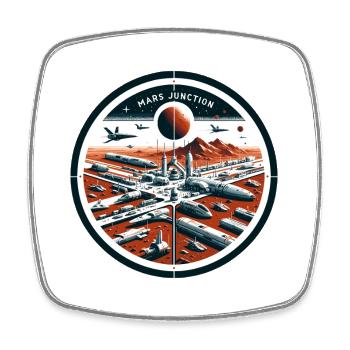 Patch du spatioport de Mars Junction - Magnet carré - blanc - Devant