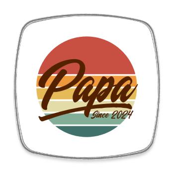 Papa seit 2024 Retro Sunset Est Jahr - Viereckiger Kühlschrankmagnet - Weiß - Vorne