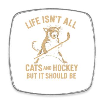 Hockey Katze Humor Eishockey Fan Geschenkidee - Square fridge magnet - white - Front