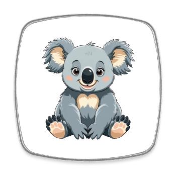 Kuschelk Koala Cartoon - Viereckiger Kühlschrankmagnet - Weiß - Vorne