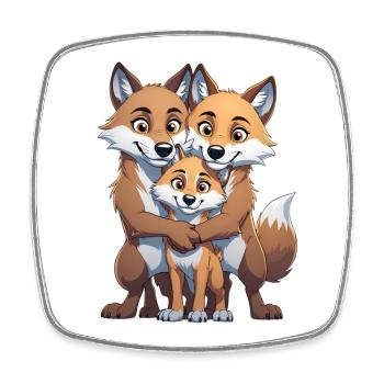 Wolf Family Trio - Square fridge magnet - white - Front