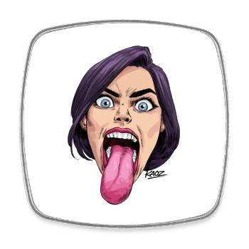Tongue Out: Comic Expression - Square fridge magnet - white - Front