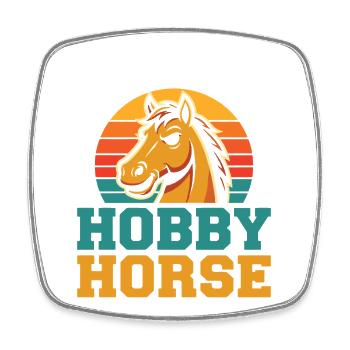 Team Hobby Horse Retro Hobby Horsing - Viereckiger Kühlschrankmagnet - Weiß - Vorne