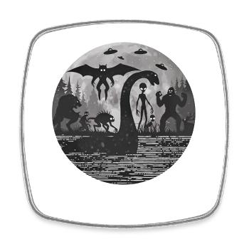 Bigfoot Alien Sasquatch Monster of Loch Ness - Square fridge magnet - white - Front