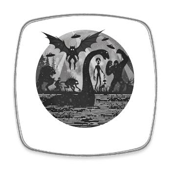 Bigfoot Alien Sasquatch Monster of Loch Ness - Square fridge magnet - white - Front