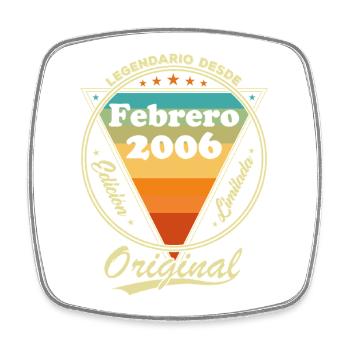February 2006 Vintage Retro Birthday Gift - Square fridge magnet - white - Front