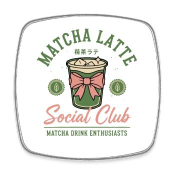 Matcha Latte Social Club Matcha Drink Enthusiasts - Square fridge magnet - white - Front