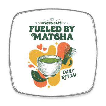Fueled By Matcha Kyoto Cafe Daily Ritual Tea - Viereckiger Kühlschrankmagnet - Weiß - Vorne