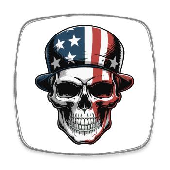 USA Totenkopf - Patriot Skull Design - Square fridge magnet - white - Front