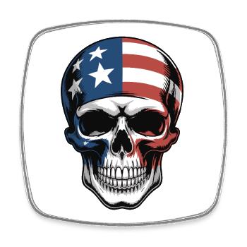USA Totenkopf - Patriot Skull Design - Square fridge magnet - white - Front