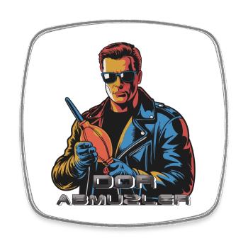 Veste en cuir Retro Pop Action Hero : Dor Abmuzler - Magnet carré - blanc - Devant