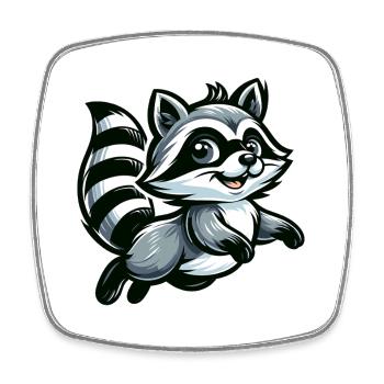Niedlicher Waschbär Cartoon - Viereckiger Kühlschrankmagnet - Weiß - Vorne