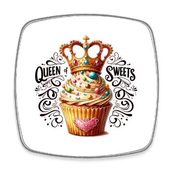 Queen of Candy Cupcake - Square fridge magnet - white - Front